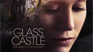 Glass Castle movie art featuring a close up of Brie Larson who plays the movie's lead