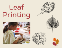 Child working with clay with different printed fall leaves all around