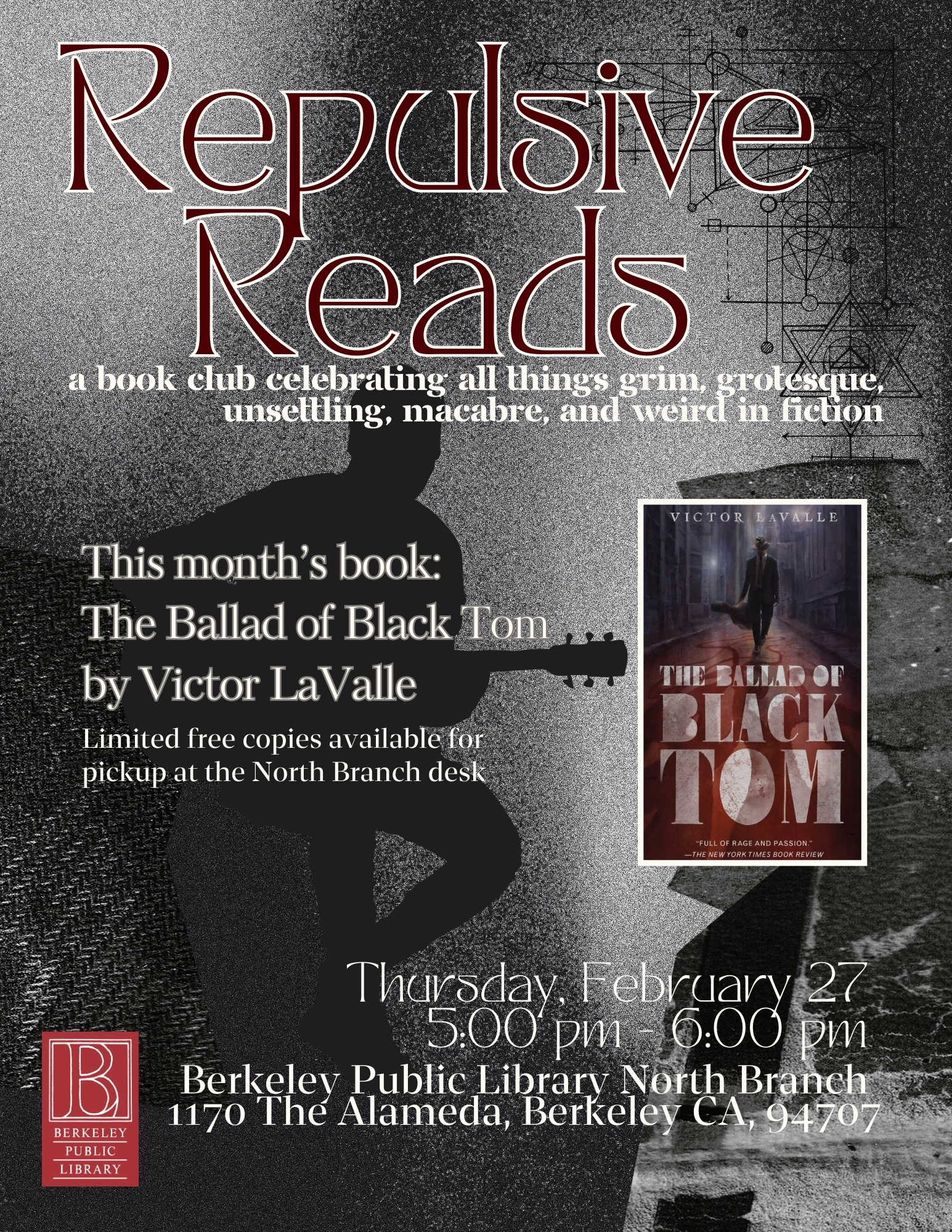 Flyer for Repulsive Reads Book Club - Ballad of Black Tom by LaValle