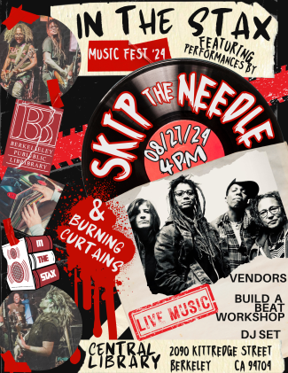 In the Stax music fest poster featuring bands Skip the Needle and Buring Curtains