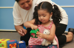 Photo of woman and child playing with blocks; Terry Lorant Photography, CA State Library Grant