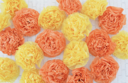 Paper marigolds in orange and yellow