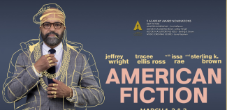 American Fiction Movie poster of actor Jeffrey Wright- Claremont Movie Night on Wednesday July 3 at 5:30p