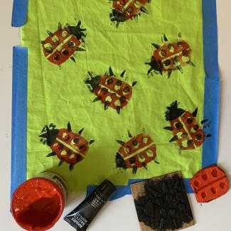 Ladybug prints on fabric