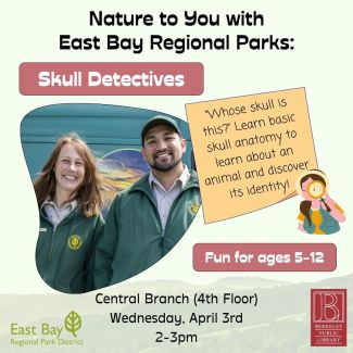 Beige flyer with photograph of two park rangers smiling at the camera.