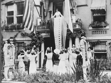 Alice Paul and other American women celebrating passage of the 19th Ammendment.